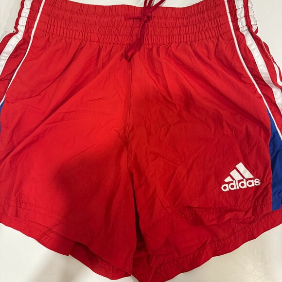 adidas vintage running shorts red and blue striped - Picture 1 of 3